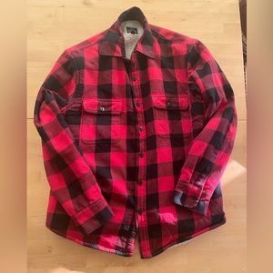 J.Crew Men's M Red Buffalo Plaid Sherpa Lined Shacket